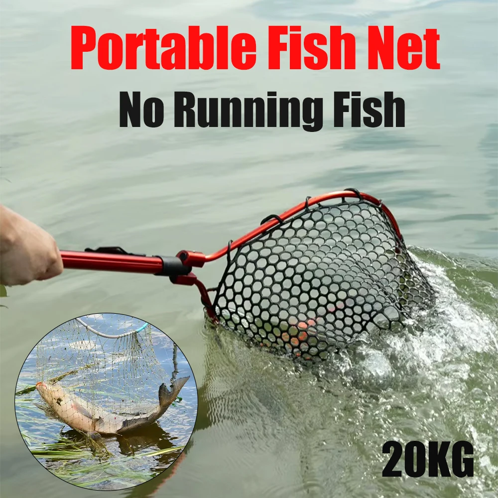 

Fishing Landing Net with Telescoping Pole Handle Fish net Freshwater for Kids Men Women