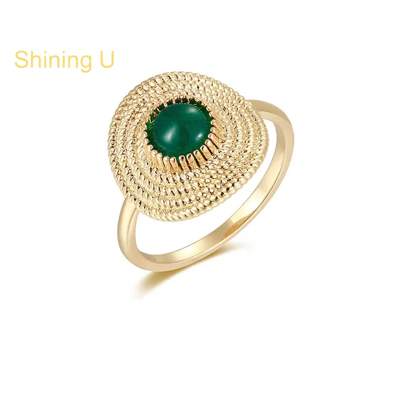 Shining U Vintage Straw Hat Open Ring for Women Gold Plated Fashion Jewelry Holiday