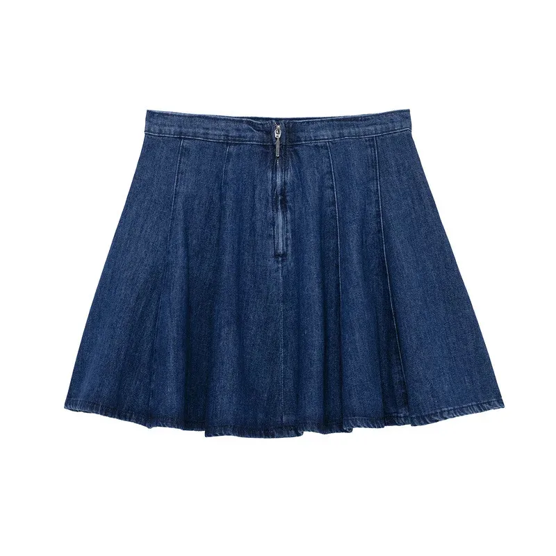 

Women's Mid-Waist A-Line Skirt Spring Sexy Denim Pleated Short Y2K Skirt for Fashionable Ladies