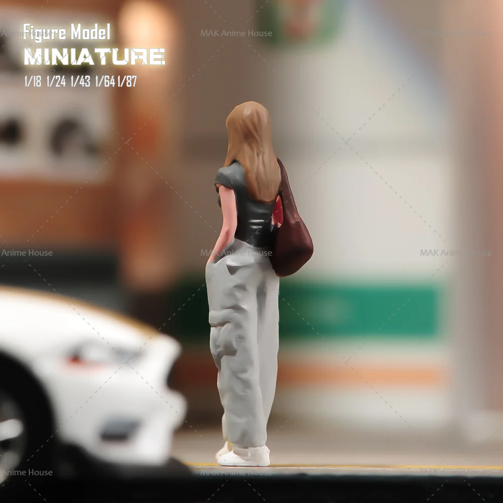 Miniaturen Figuren 1/87 1/64 1/43 1/24 1/18 Masker Casual Schoudertas Cool Girl Ongeverfd Model Creatieve Fotografie Scène Poppen