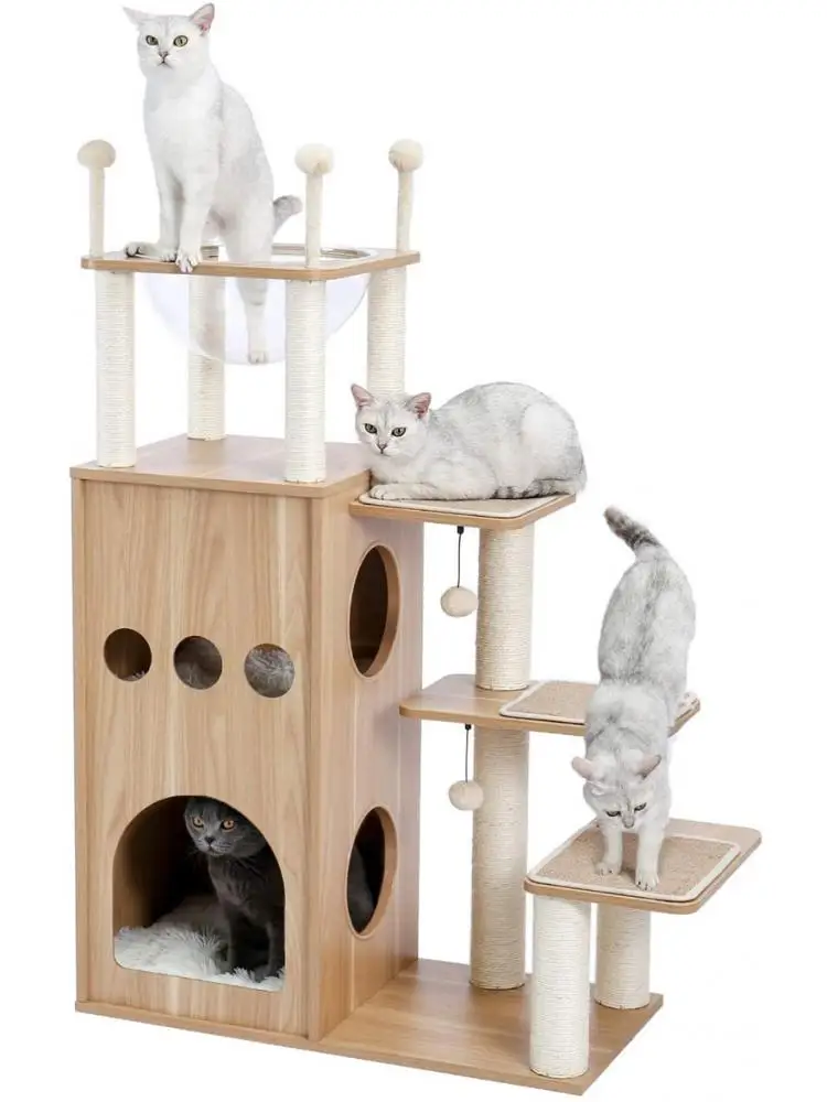 

Solid Wood Cat Climbing Frame, Litter Scratching Post, One Cat Villa, Large Cat Toy, Newest