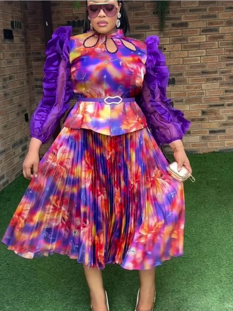 

2025 New Fashion African Summer Pleated Dresses For Women Plus Size Africa Elegant Kaftan Muslim Evening Party Chiffon Dress