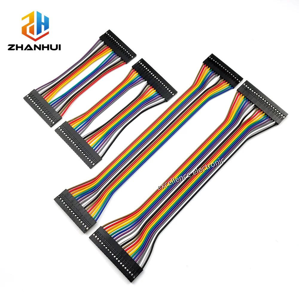 10/20/30cm 2.54mm Pitch Dupont Color Flat Jumper Wire, 16/20Pin Double End Cable for PCB Prototyping Arduino DIY Electronics
