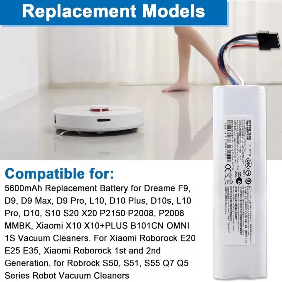 14.4V 12800mAh Li-Ion Replacement Battery for Dreame D9 F9 L10, D9 Pro, D9 MAX, D10 Plus, D10s, L10s Ultra Series Vacuum Cleaner