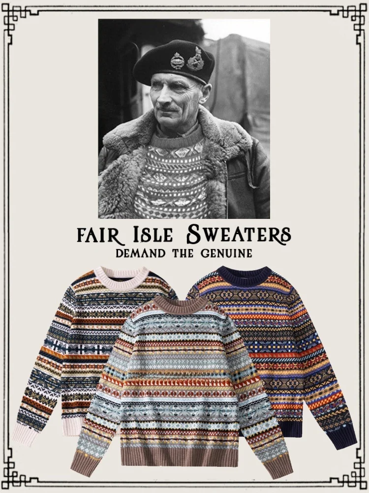 

Утепленный вязаный свитер с цветочным узором, круглый вырез, американский ретро-стиль, разноцветный, из смесовой шерсти, повседневная одежда для молодых мужчин