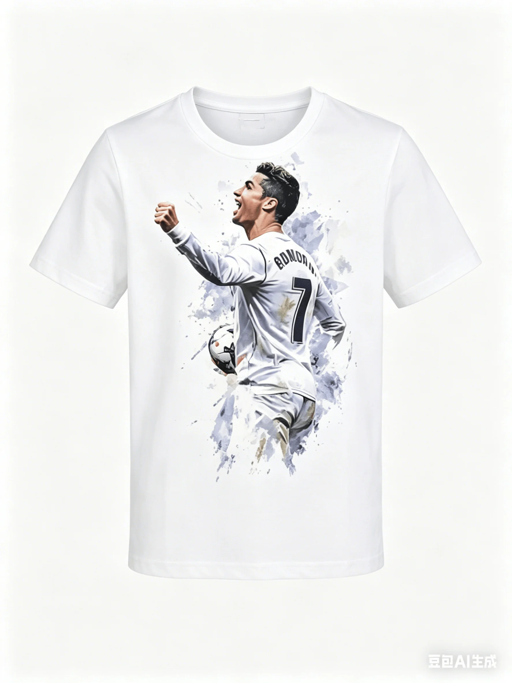 Summer New Green Legend # Ronaldo No.7 # Oil Painting Fan Commemorative Edition Adult/Children Quick Drying Short Sleeve Family