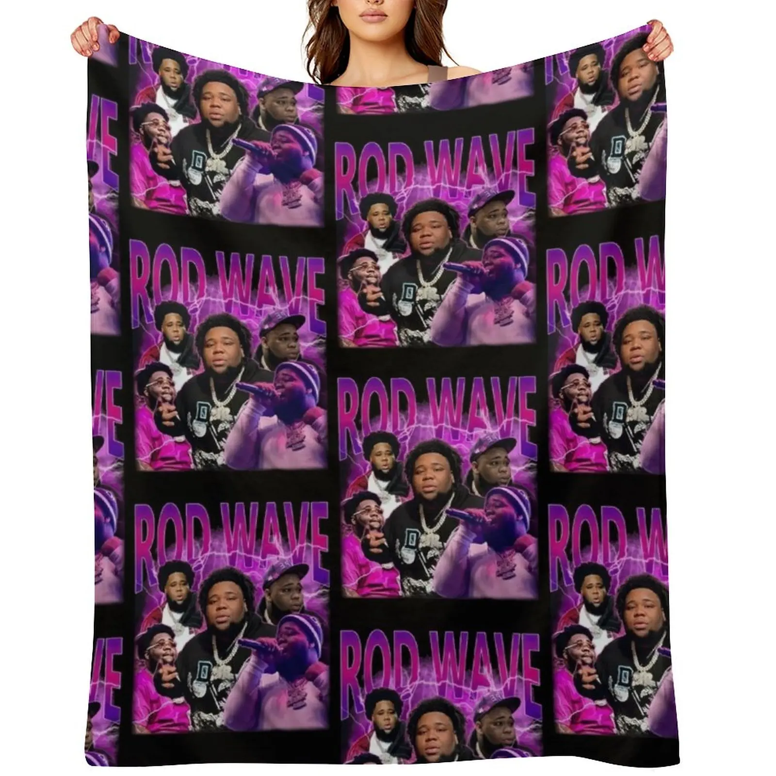 

Rod Wave Retro Throw Blanket Giant Sofa Picnic Hair Multi-Purpose Blankets