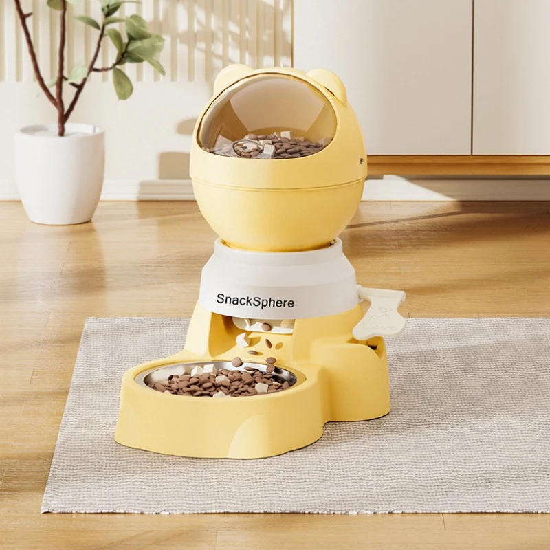 large-capacity automatic dog feeder, push-type quantitative smart dog bowl