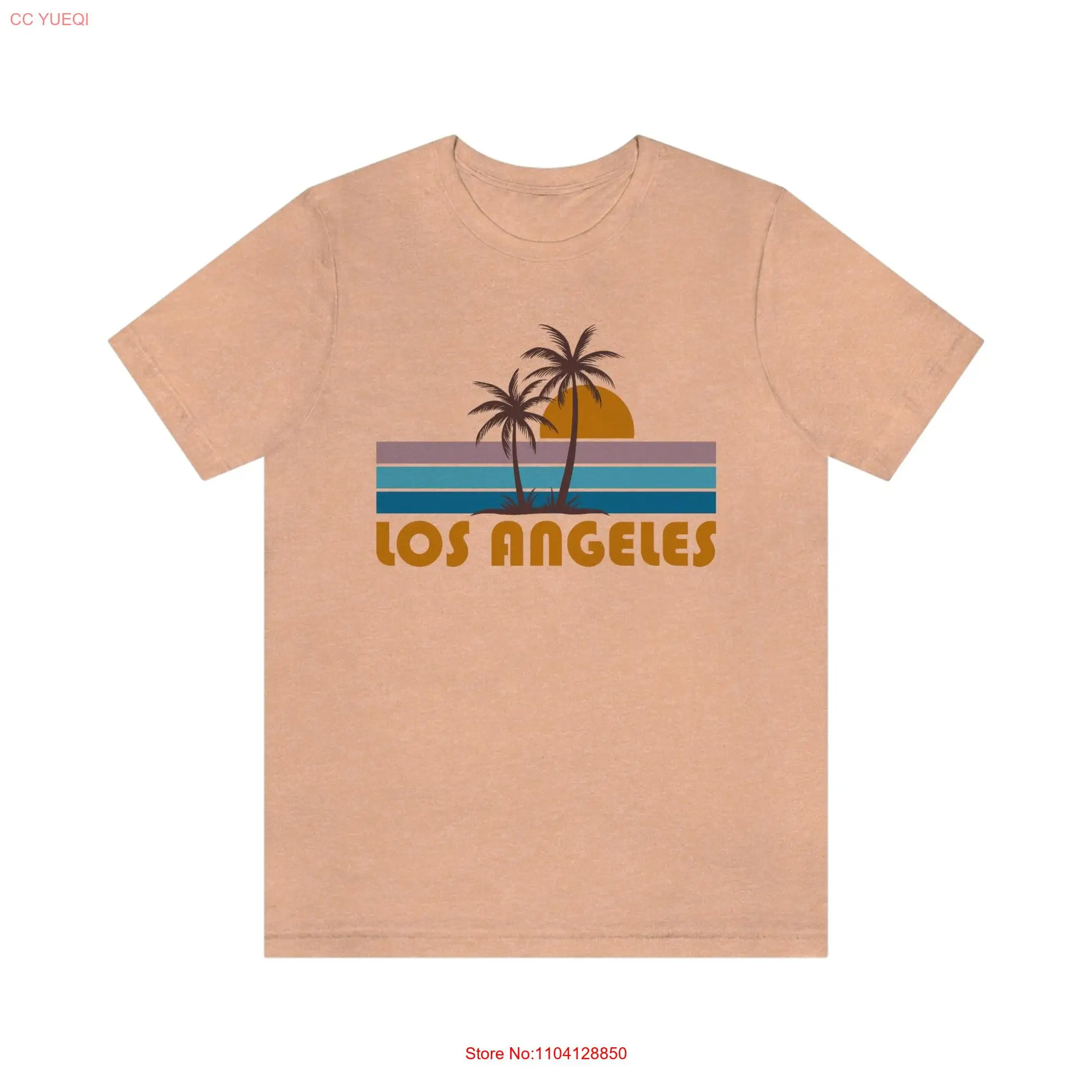 Camiseta de Los Angeles California, camisa Retro de manga larga o corta con Palmera