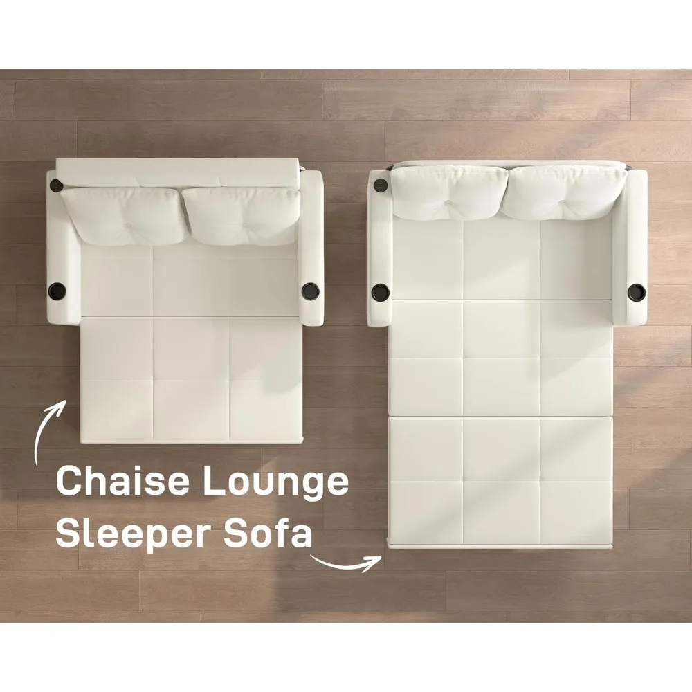 أريكة سرير 3 في 1 متعددة الاستخدامات، 56 أريكة مخملية قابلة للتحويل، نائمة بمقعدين لغرف المعيشة والمساحات الصغيرة