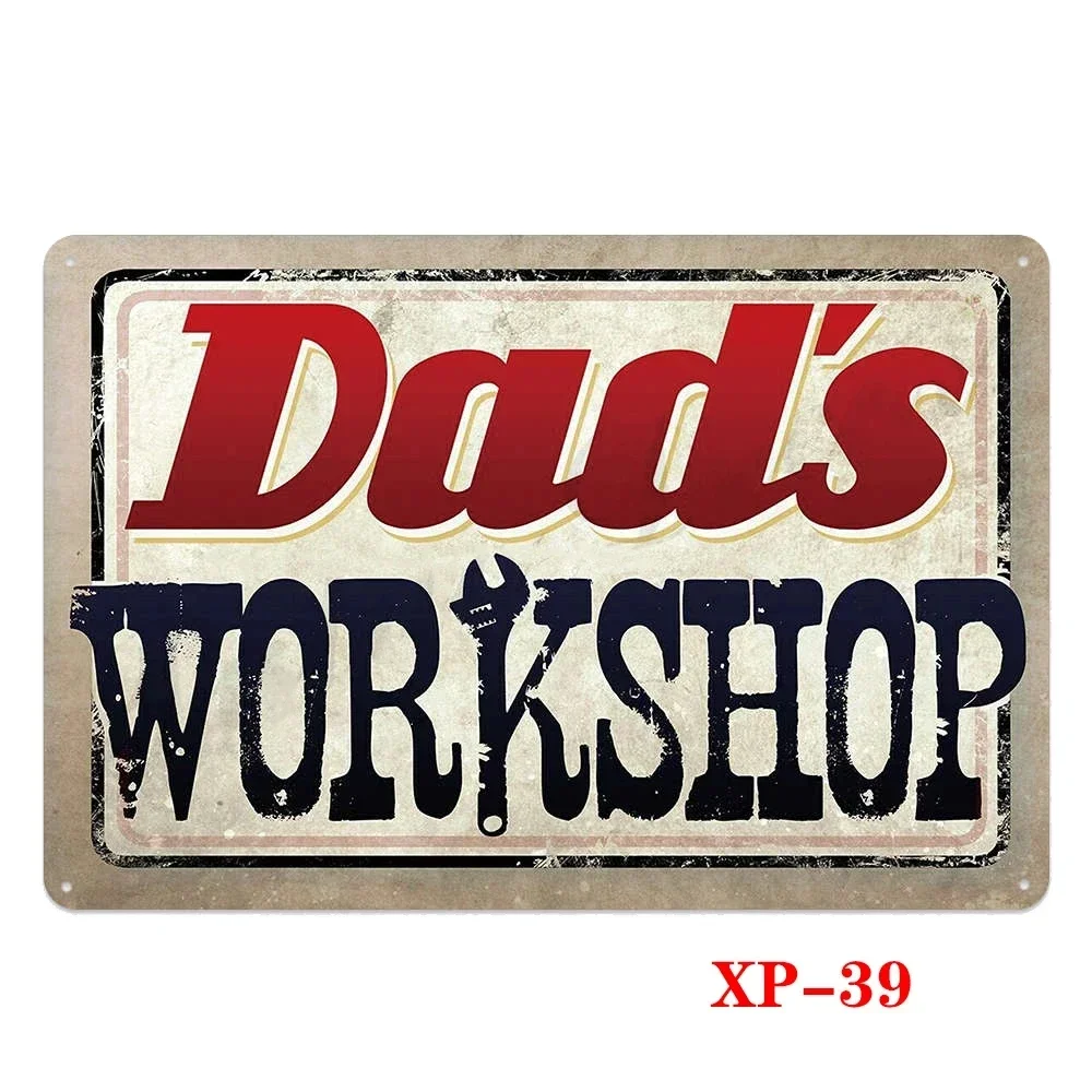 HD Tin Sign Vintage Garage & Auto Repair Wall Decor - Retro Classic Car Route 66 Mechanic Pin-up Art Metal Tin Sign for Man Cave