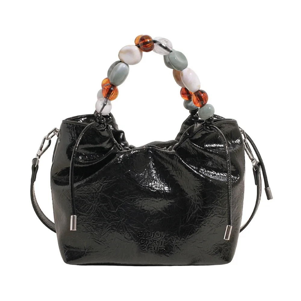 

Tote Bag Beading Handle Shoulder Bag Messenger Bags Crossbody Bag Silver PU Bag Korean Style Letter Printing