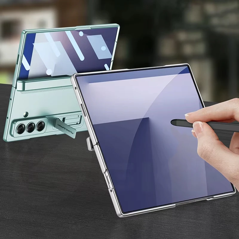 

Magnetic Hinge 360 Protective Case For Samsung Galaxy Z Fold 7 6 5 Pen Holder Screen Glass Stand Cover For Galaxy Z Fold7 Case
