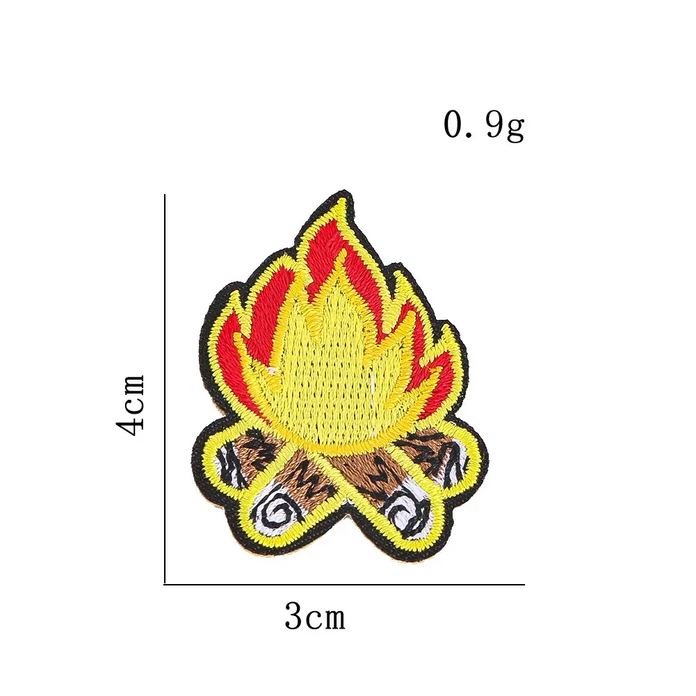 2 Pièces Appliques thermocollantes en tissu, deux tailles, motif feu de camp, autocollants décoratifs pour vêtements, thème camping parent-enfant, badges créatifs