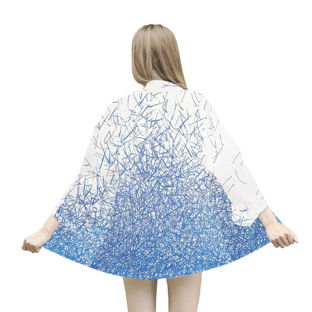 Kimono Motif Geometris Gaya Jepang Yukata Pantai Cosplay Cardigan Kemeja Wanita Pria Haori Jubah Tradisional Streetwear Atasan