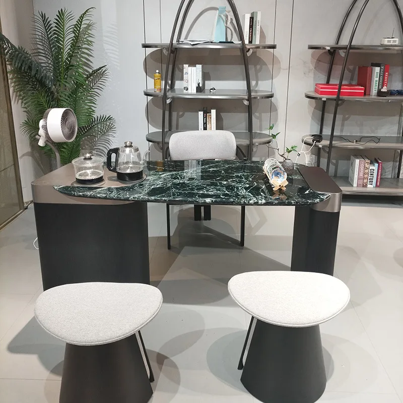 

Foshan new Italian light luxury tea table and chair combination natural luxury stone tea room tea table modern