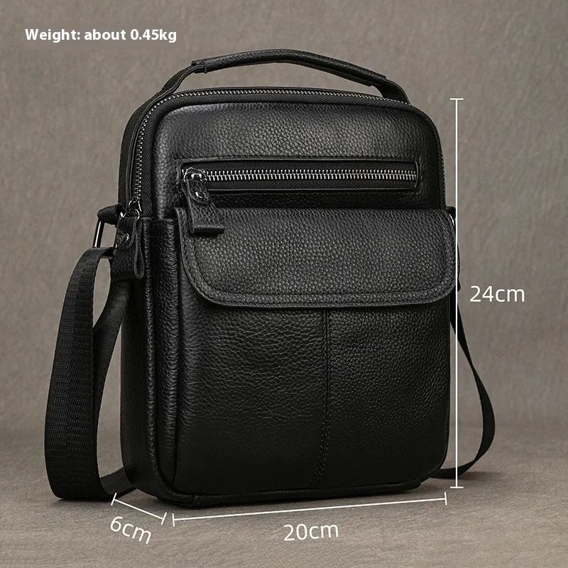 Bolso de hombro de cuero negro para hombre