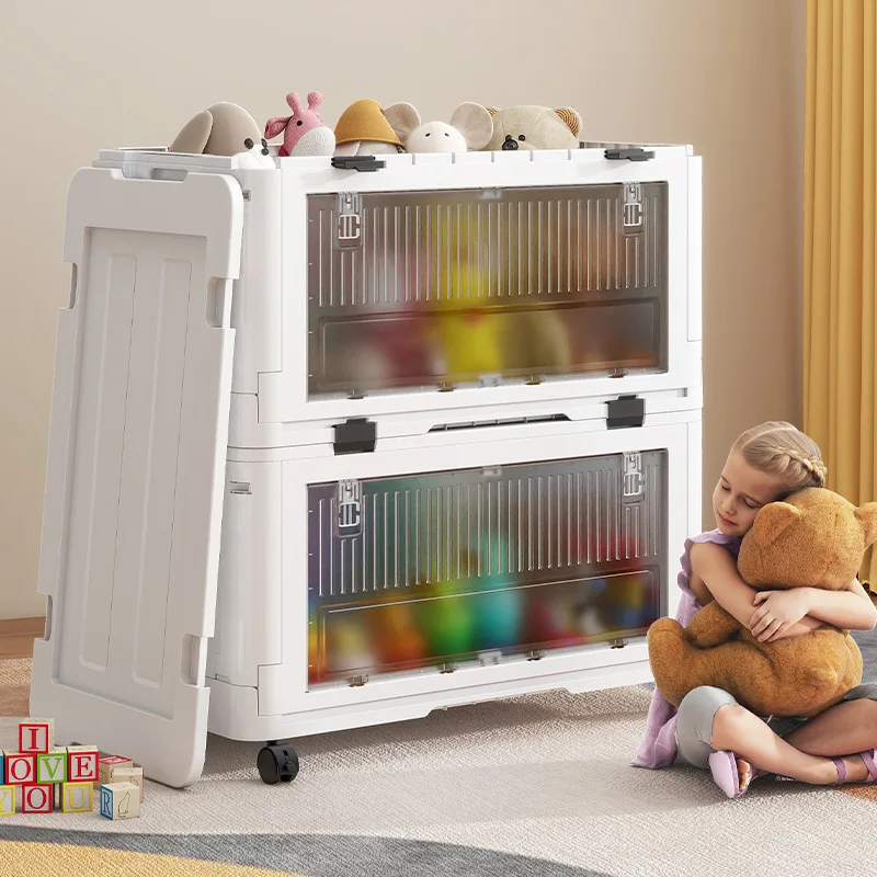 Student toy box, basket, flip cover, large capacity, large finishing doll bucket, storage box cabinet