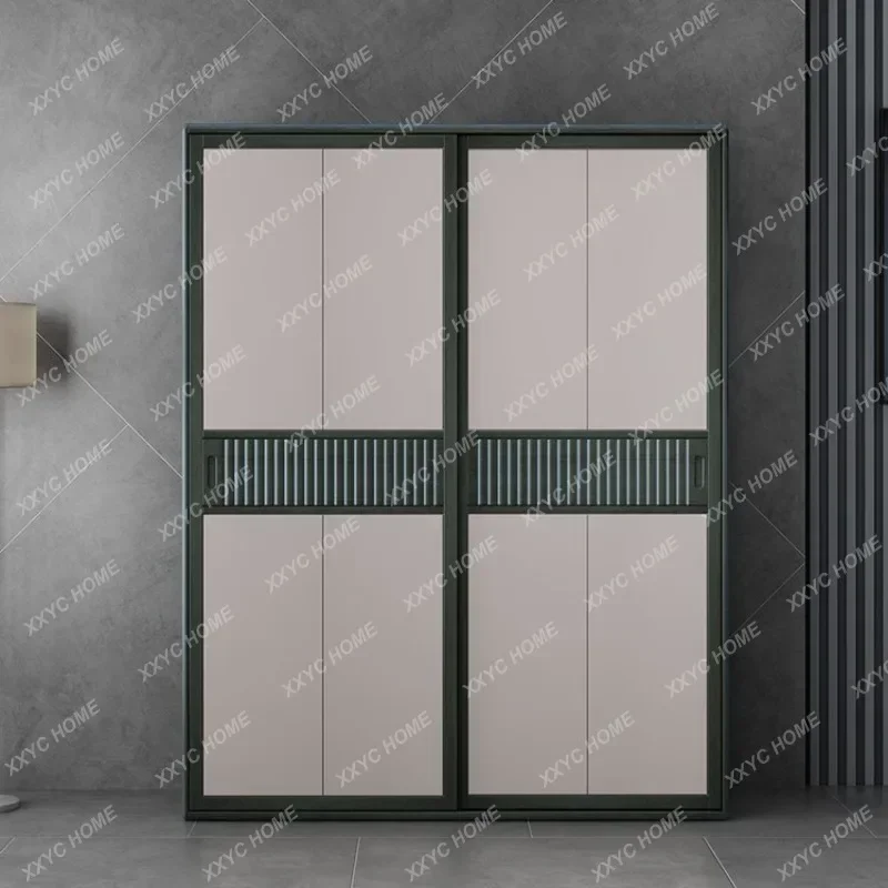 AAModern Minimalist Light Luxury Sliding Door Wardrobe Storage Sliding Door Solid Wood Color Model Room