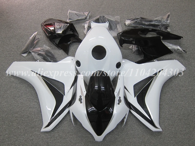 Nuovi kit carenatura moto ABS per HONDA CBR1000RR 2008 2009 2010 2011 08 09 10 11 Set carrozzeria iniezione bianco nero lucido