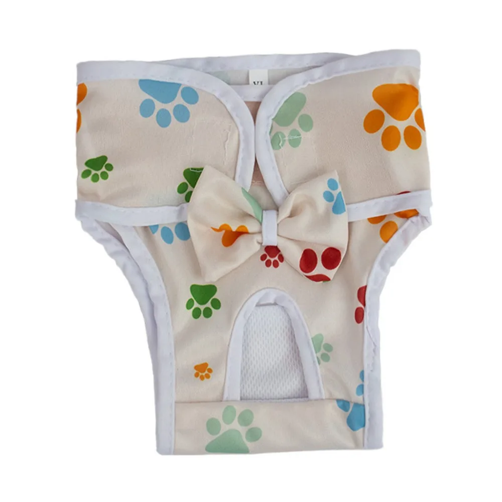 Cute Washable Dogs Diaper Adjustable Dog Paw Pattern Pet Physiological Pants Breathable Cozy Puppy Shorts Underwear Pet In Heat