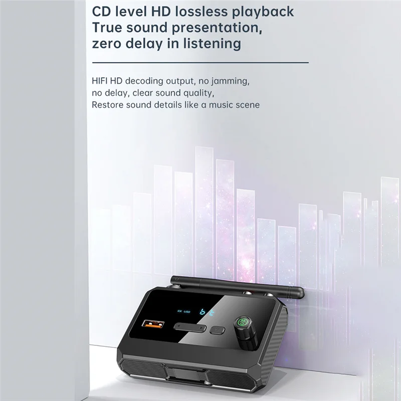 Receptor y transmisor de Audio Bluetooth 5,3, adaptador inalámbrico de música estéreo con disco U Coaxial de fibra óptica RCA 3,5