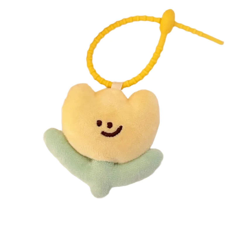

New Cute Flower Keychain Colorful Tulip Plush Key Chain Kawaii Soft Plush Bag Charms For Women Girls Handmade Adorable Gift