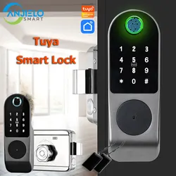 Tuya Smart WIFI Electronic Fingerprint Door Lock Smart 5-in-1 Keyless Entry Secure Finger ID Anti-peep Code Outdoor Waterproof