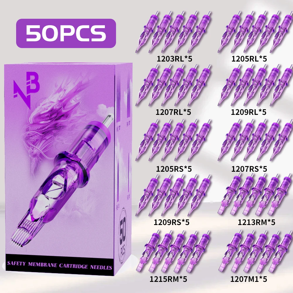 

Goldplume 50Pcs Tattoo Needles Set - Multi-Model Mix Contain 3Rl 5Rl 7Rl 9Rl 5Rs 7Rs 9Rs 13Rm 15Rm 07m1 Security Cartridge Pro Needles