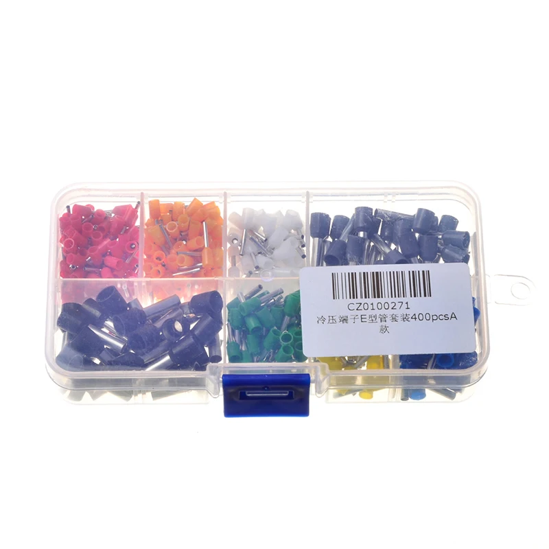Kit surtido de conectores de crimpado eléctrico AWG 22-10, Kit de conectores de extremo de cable de bloque de terminales de férulas de aislamiento, 400 piezas