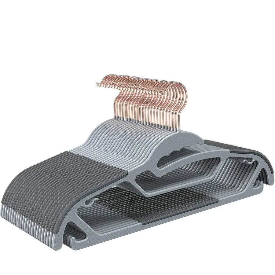 

Slim Plastic Hangers NonSlip, 0.2in Ultra Thin Space Saving Closet Organizers, SShaped Design for Round Neck Shirts Sweaters, He