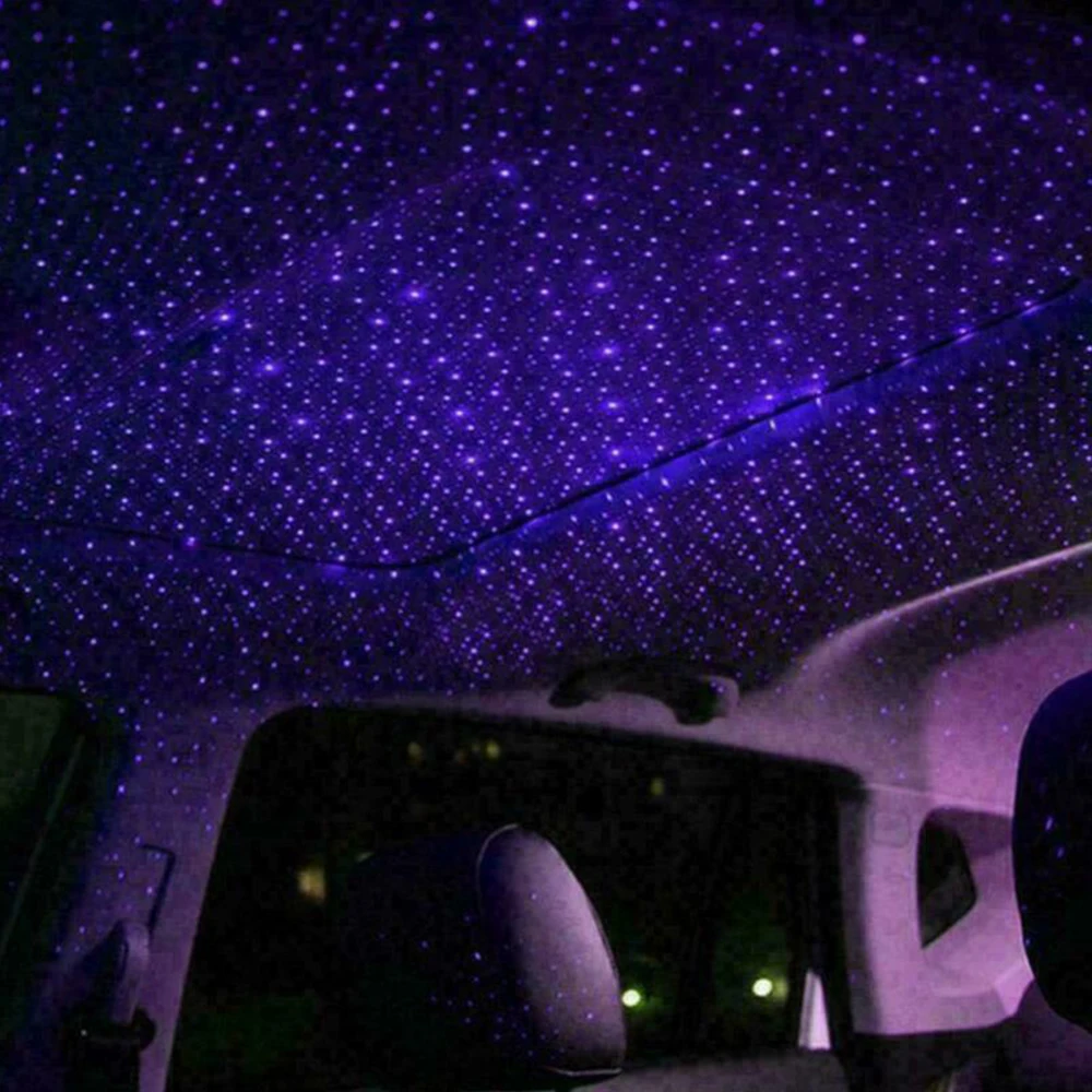 Romantic LED Car Roof Star Night Light USB Starry Sky Projector Atmosphere Galaxy Lamp Adjustable Car Interior Decorative Light