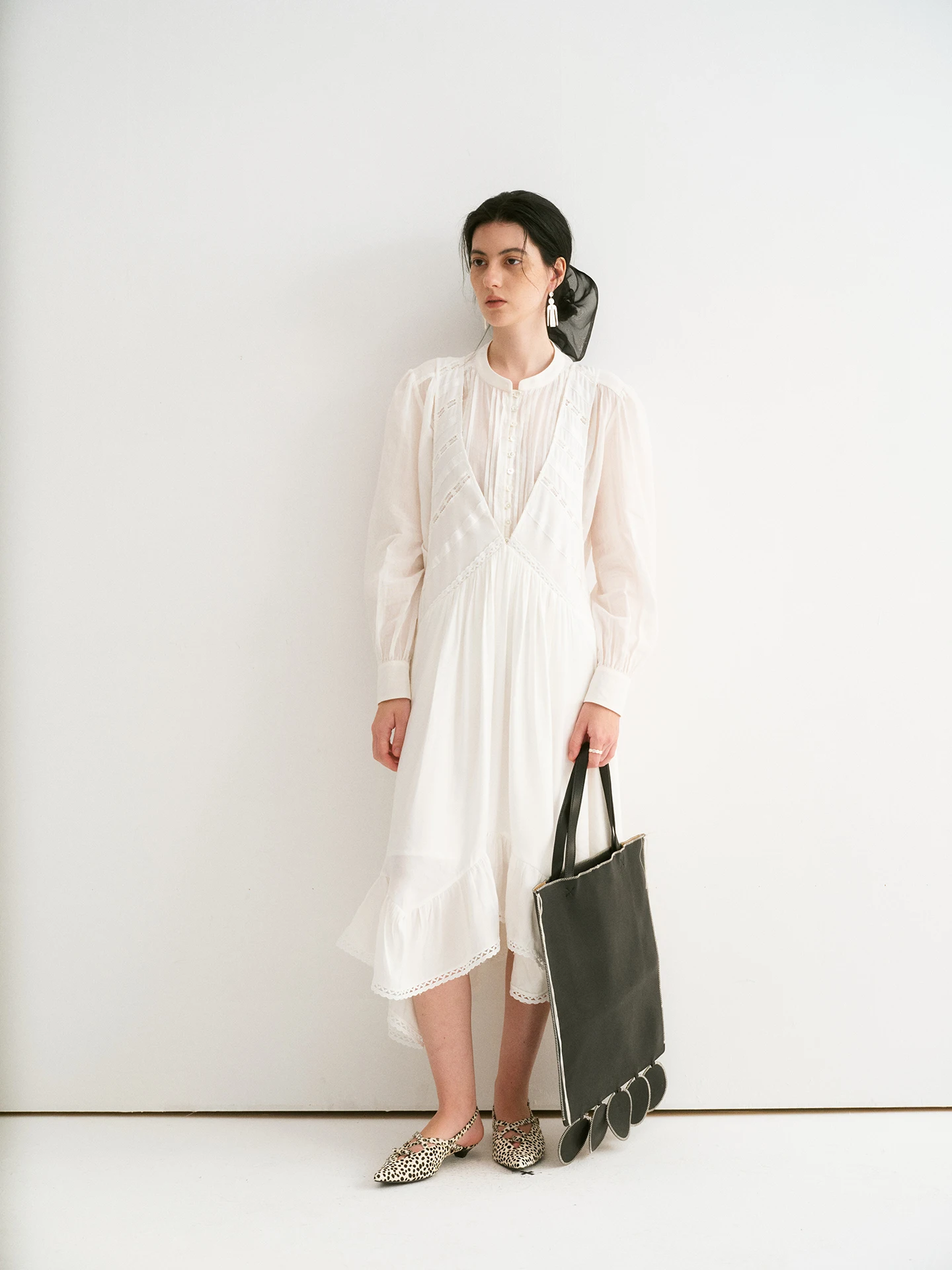 Ele Romantic Deep V-ne Tank-sle Hollow out Lace Trim Asymmetrical Big Swing Dr Casual Sle Glue Fiber Fabric A-li...