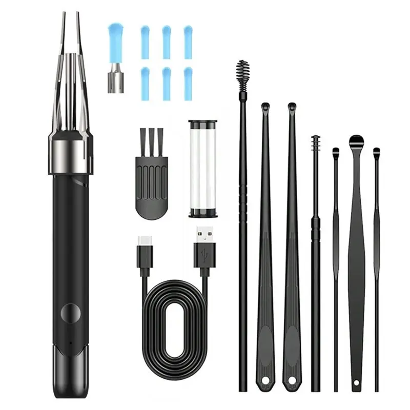 

Беспроводной HD-отоскоп с интегрированной камерой и пинцетом для чистки ушей, удаления ушной серы, уход за ушами.