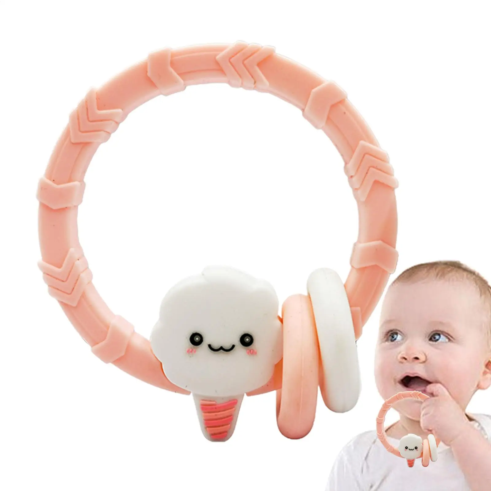 Anneau de dentition en Silicone pour bébé, Bracelet de dentition, anneau à mâcher avec perles hochet, pour enfants garçons, maison, chambre à coucher, voyage, intérieur et extérieur