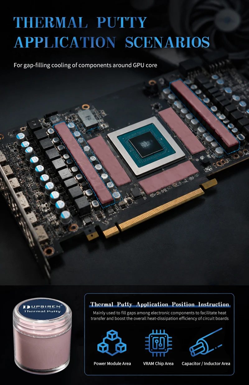 UPSIREN UTP-6 UTP-8 UTP-X Für VGA GPU IC Prozessor Thermal Pad Ersatz Wärme Blockieren Kitt Thermische Kitt Schnelle Kühlung – Detail 7