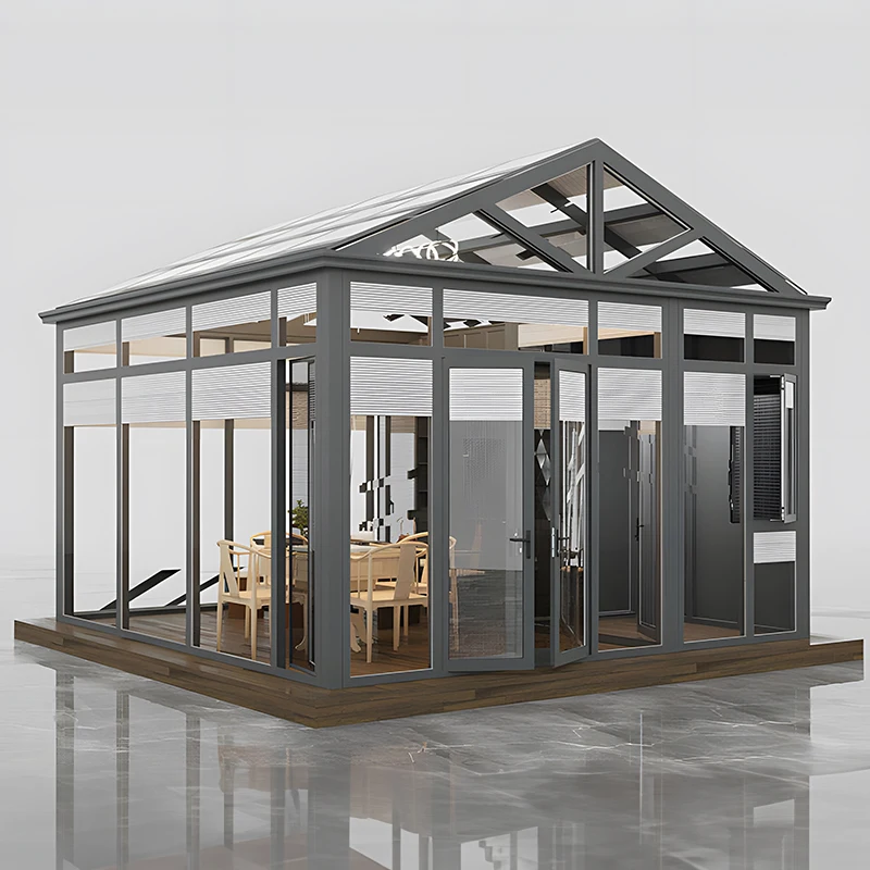 تخصيص هيكل المنزل الزجاجي والألمنيوم ذو السقف المسطح لفناء الحديقة وغرفة الاستخدام الخارجية في غرفة الشمس #2