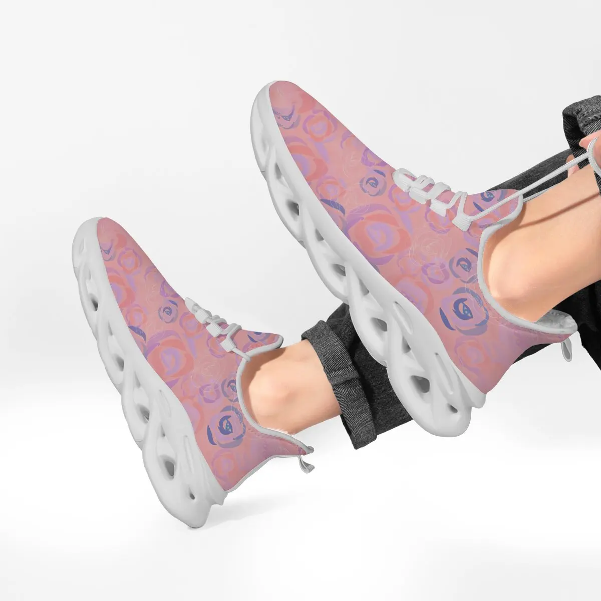 

Winter Casual Sneakers Fleece Lined Pink Rose & Eye Pattern Sneakers with White Sole Lightweight Casual Boy Shoes Zapatillas