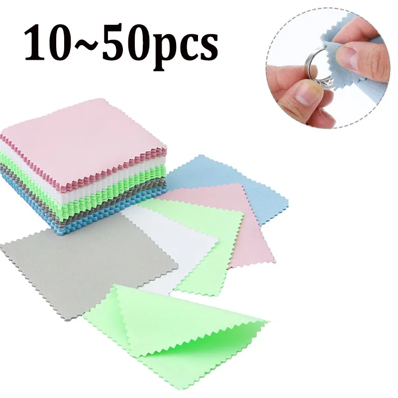 50-10Pcs Sterling Silver Polishing Cloth Silver Color Cleaning Cloths With Individually Package Soft Clean For Jewelry Tool