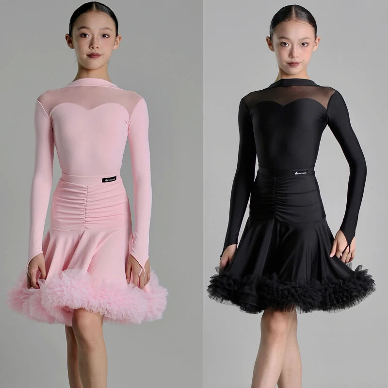 

Детский костюм для соревнований по латинским танцам, соответствующий национальному стандарту, платье для выступлений по латинским танцам для девочек, профессиональная одежда для детей XS10317