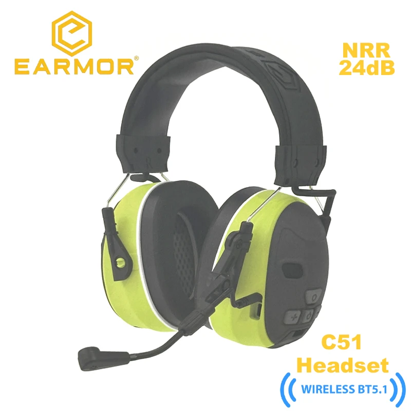 EARMOR C51 Bluetooth Ver Electronic Noise Canceling Tactical Communications Headset/Factory Noise Canceling Ear Muffs