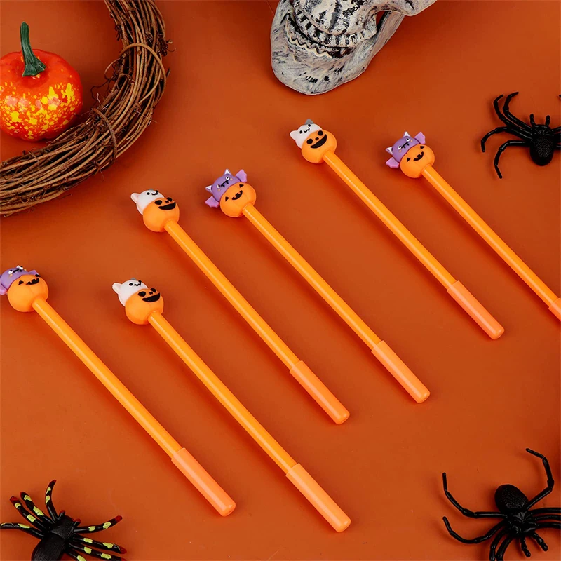 قلم حبر لطيف على رأس اليقطين ، قلم كتابة للحفلات ، برتقالي وأسود ، هلام الهالوين ، من من من من من من من