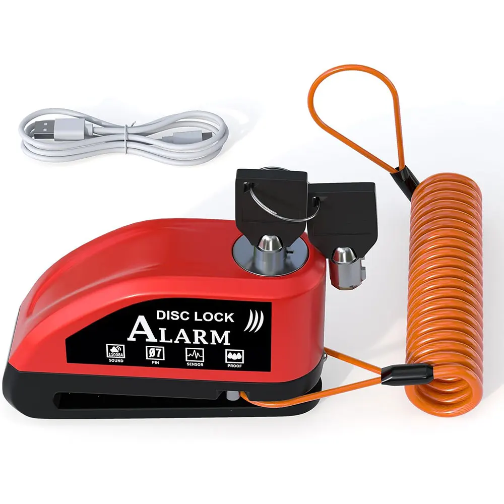 

Motorcycle Disc Brake Lock with 120dB Alarm, Rechargeable Motorcycle Locks Anti Theft for 7mm Motorcycle Brake Helmet Wheel Lock