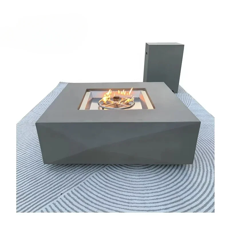 CG093-2 Concrete Firepits Natural Gas Outside Patio Heater Lava Rock Electronic Gas Fireplace for Backyard