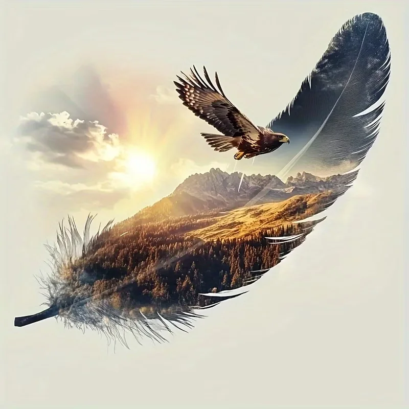 5D Diamantmalerei-Set Adler und Herzfeder