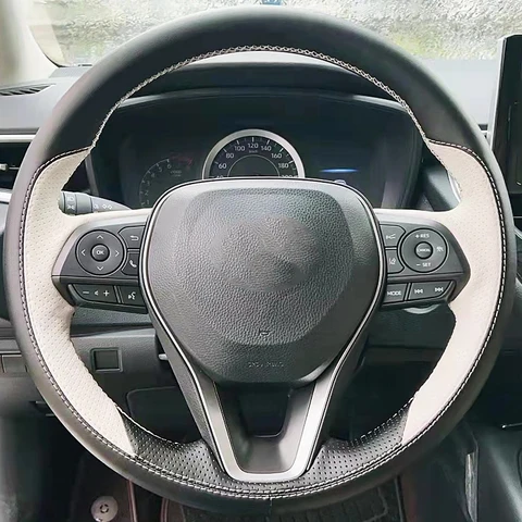 Чехол рулевого колеса автомобиля Braid для Toyota Avalon Camry Crown 2018-2019 RAV4 2019 Corolla 2018-2020, черная натуральная кожа