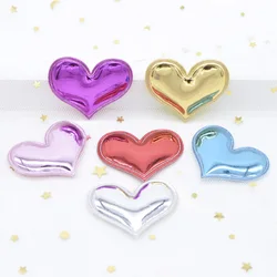 20Pcs/lot 40*30mm Shiny PU Heart Shape Padded Felt Appliques for Decor DIY Headband Giftbox Cake Topper Hair Accessories