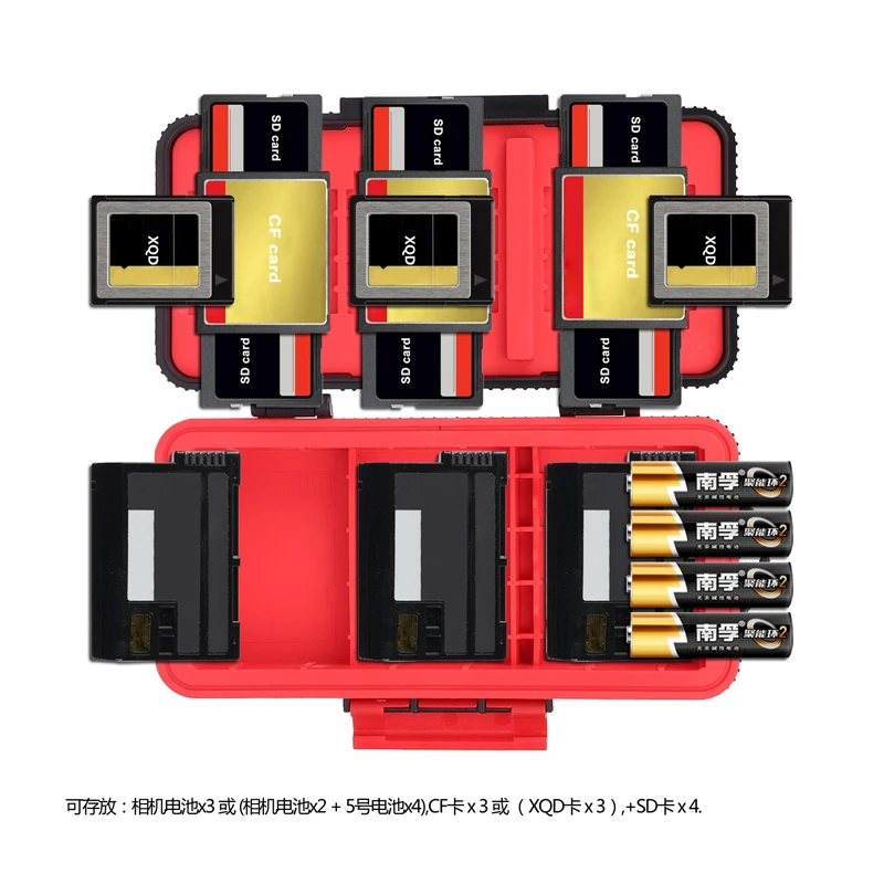 ENSGO-Camera Battery Storage Box Case, Protetor à Prova de Choque, SD, CF, XQD Memory Card, AA Battery Organizer, D950