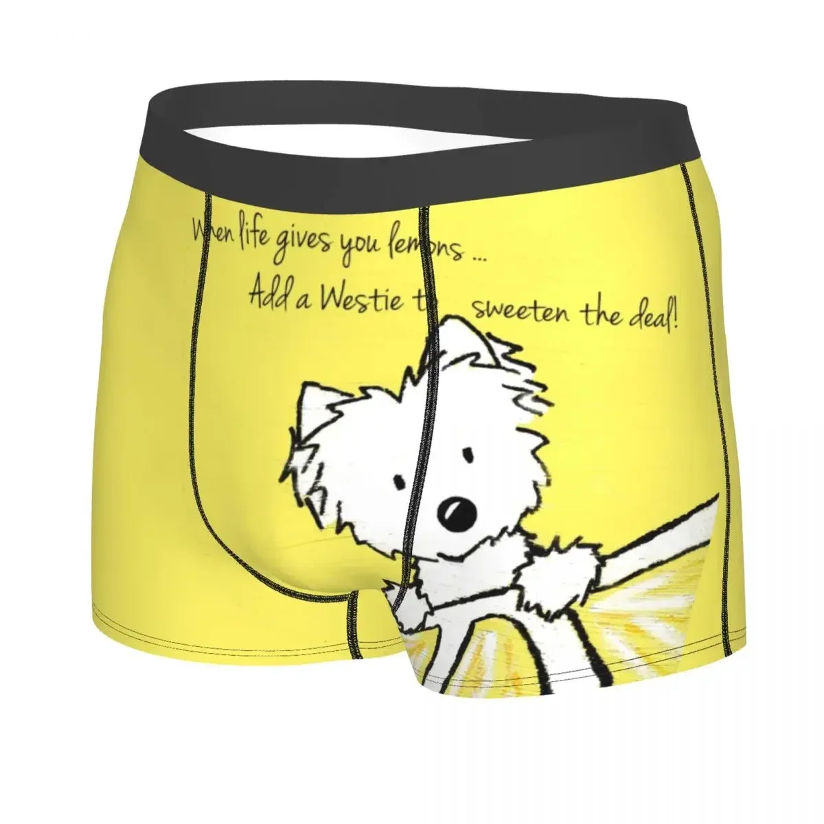 Life Lemons Westie Dog Underwear Men Stretch West Highland White Terrier Boxer Briefs Shorts Panties Soft Underpants For Homme