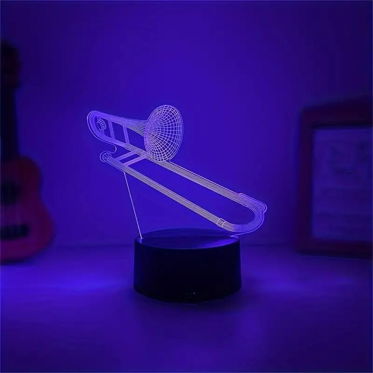 1pc  Musical Instruments  3D Night Light, 3D Optical Illusion Lamp With Touch, 7-Color Changing Ambient Light For Bedroom